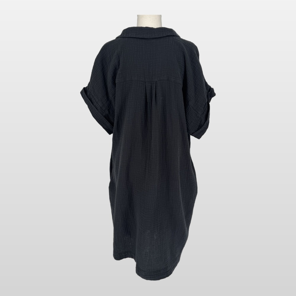 J.Crew Cotton Gauze Summer Dress XL Black Coastal Minimalist Capsule 90s Beach - Picture 5 of 16